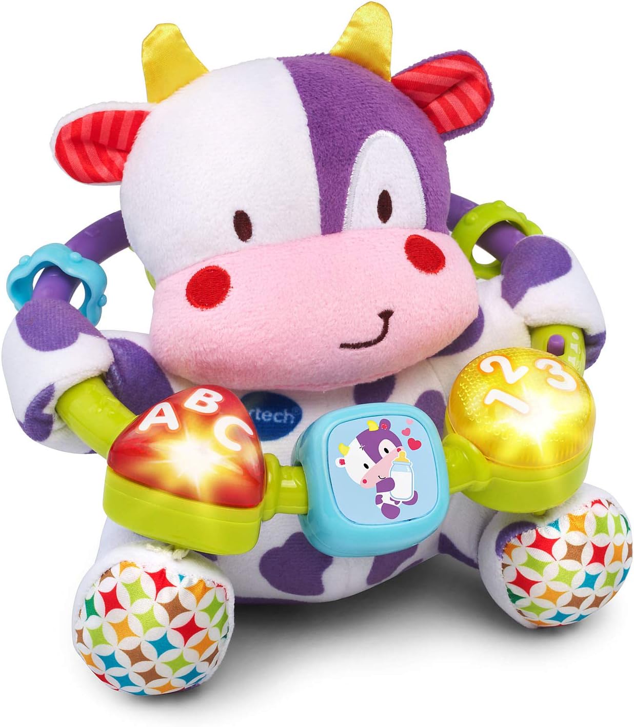 VTech Baby Lil' Critters Moosical Beads Interactive Musical Cow Toy with Lights, Sounds, Songs & Sensory Beads | Purple