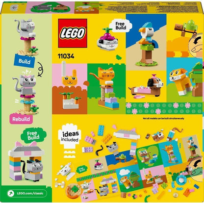 LEGO Classic 11034 Creative Pets, Brick Box Set with Animal Building Toys for 5 Plus Year Old Girls & Boys with Toy Dog, Cat, Rabbit, Hamster and Bird Figures, Gift for Kids