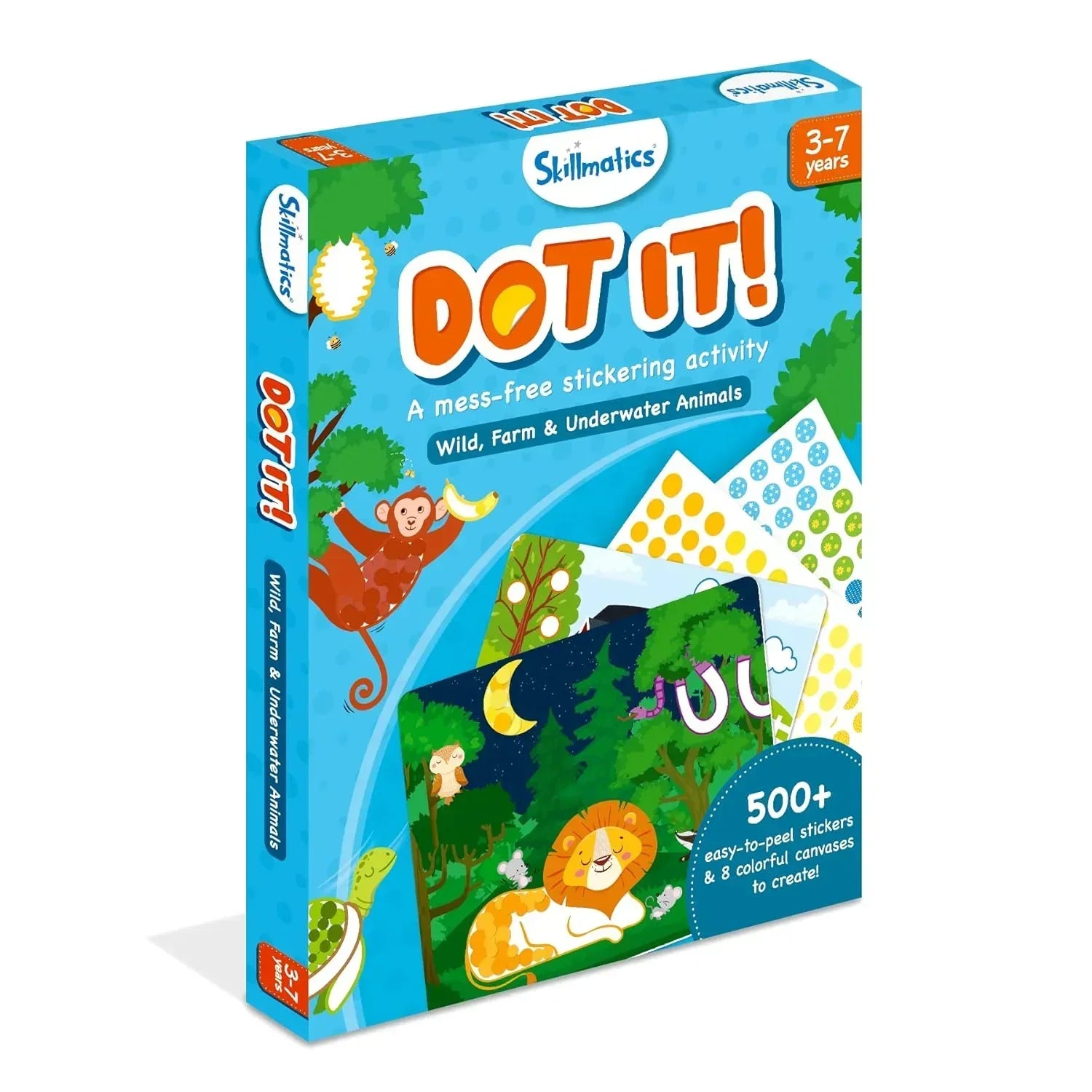 Skillmatics Art Activity - Dot It Animals, No Mess Sticker Art for Kids, Craft Kits, DIY Activity, Gifts for Boys & Girls Ages 3, 4, 5, 6, 7, Paper, Multicolor - Jaiman Toys
