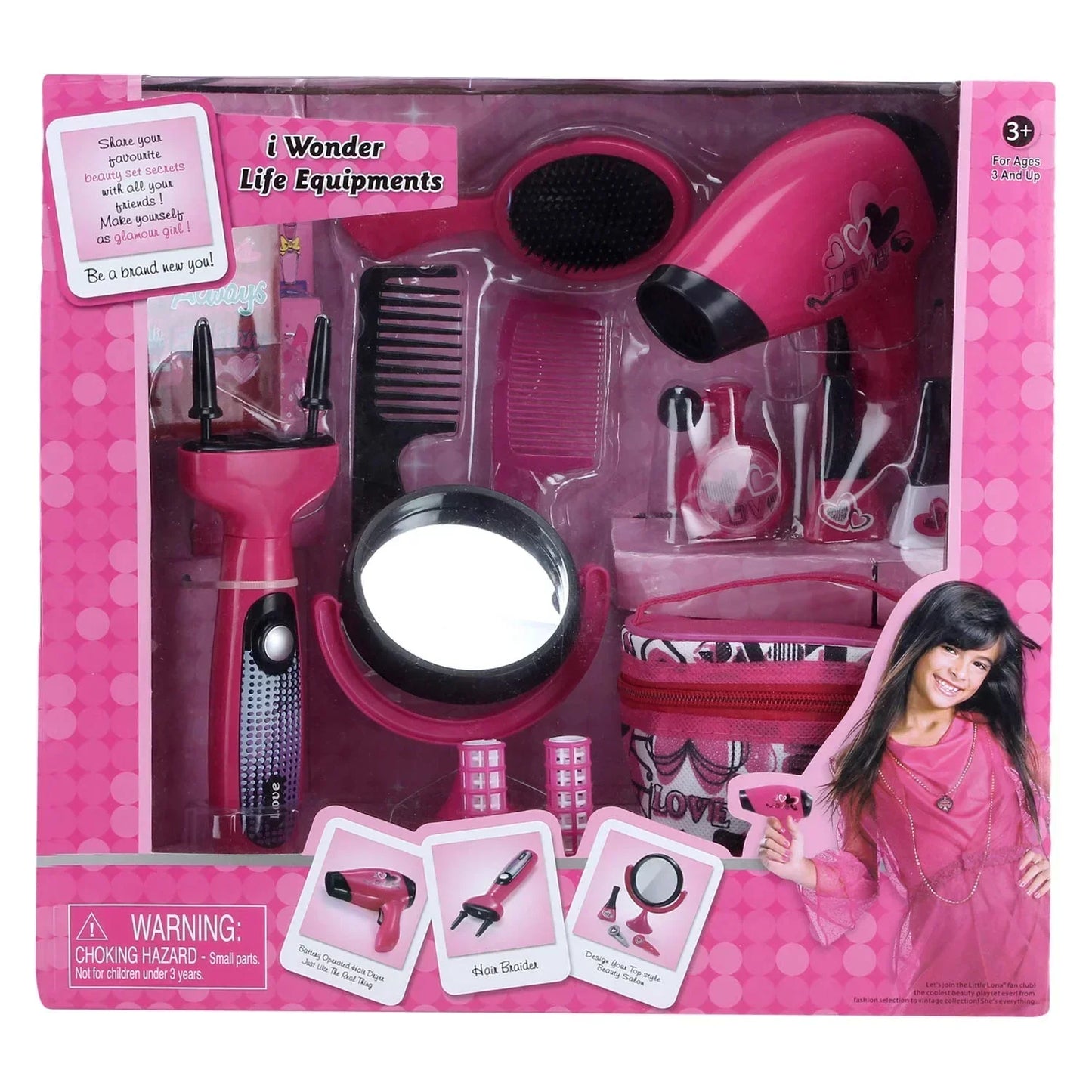 Beauty Pretend Play Magic Makeup Nail Paints/Hairbrush/Hair Comb/Vanity Bag Set for Girls - Jaiman Toys