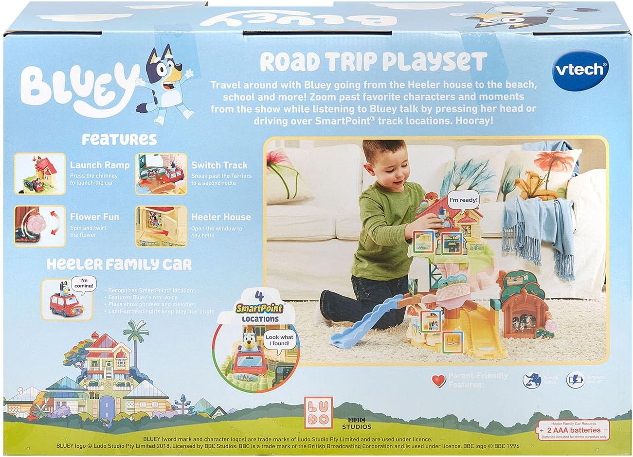 VTech Bluey Road Trip Vehicle Playset | Interactive Bluey Adventure Playset with Vehicle, Lights, Sounds & Multi-Level Family Play for Kids