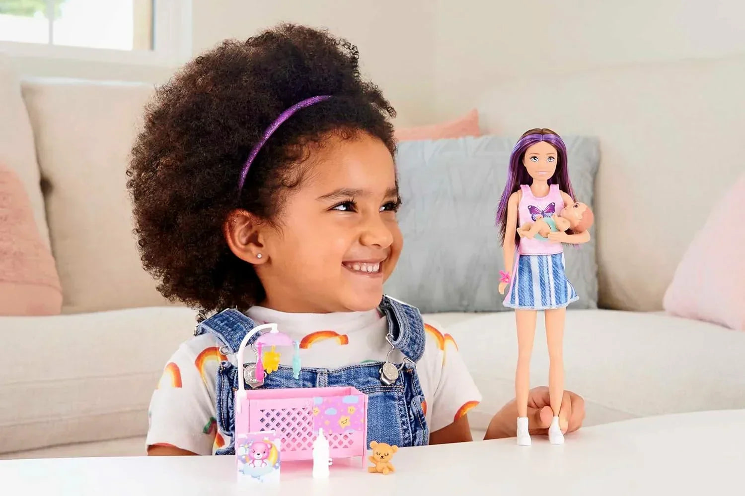 Barbie Doll and Accessories, Crib Playset with Skipper Doll, Baby Doll with Sleepy Eyes, Furniture and Themed Accessories, Babysitters Inc. - Jaiman Toys