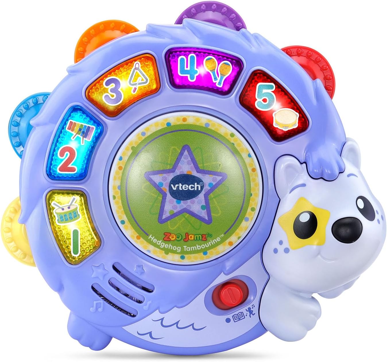 VTech Zoo Jamz Hedgehog Tambourine Interactive Musical Toy for Toddlers | Learning Instrument with Lights, Games & Songs