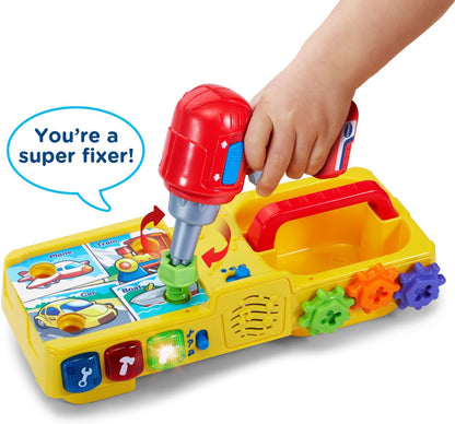VTech Drill and Learn Toolbox | Interactive Pretend Play Tool Set with Electronic Drill, Lights, Sounds & Learning Activities for Toddlers