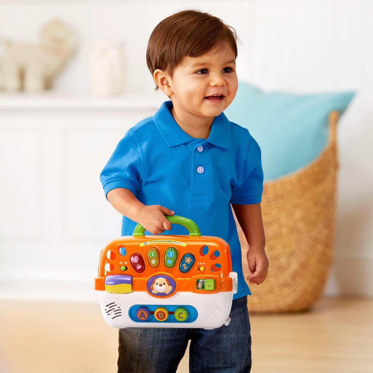 VTech Care for Me Learning Carrier Interactive Pet Care Playset with Plush Puppy, Lights, Sounds & Learning Activities | Orange
