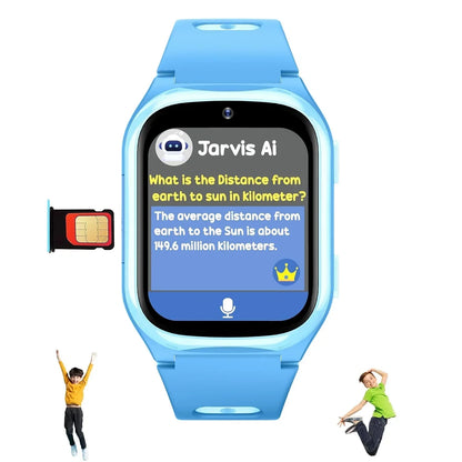 SPIKY Android 4G Video Calling Kids Smartwatch with Built in Jarvis AI | GPS Location Tracking | SOS, Water Resistant, 800 mah Super Battery | Suitable for 4 to 14 Years Kids- 3 colors