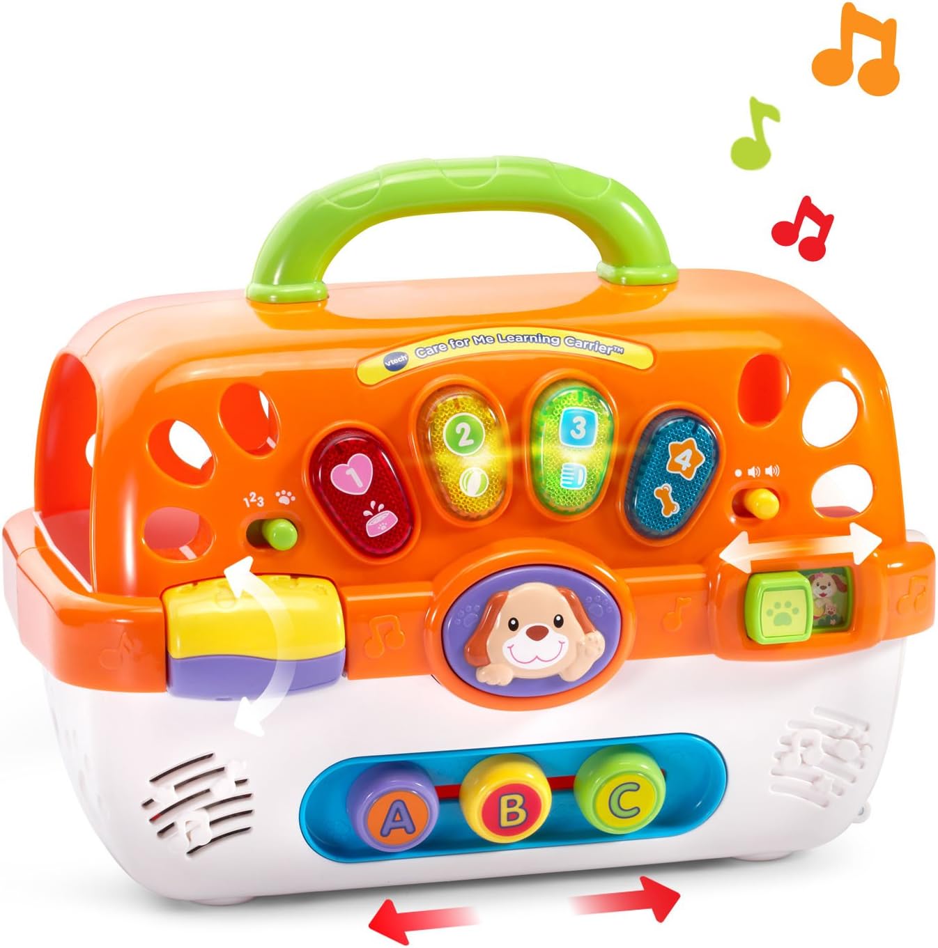 VTech Care for Me Learning Carrier Interactive Pet Care Playset with Plush Puppy, Lights, Sounds & Learning Activities | Orange