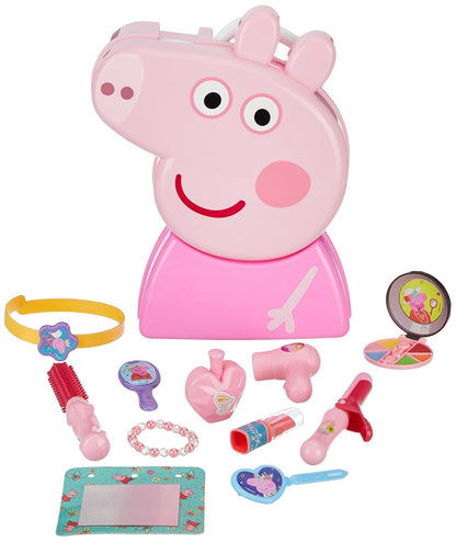 Peppa Pig Beauty Set Pretend Makeup Kit for Kids | Portable Vanity Play Set with Mirror, Hair Dryer & Beauty Accessories | Carry Case Toy | Ages 3+