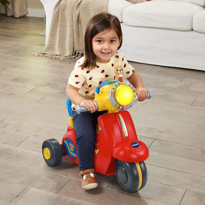 VTech 2-in-1 Map and Go Scooter for Toddlers | Interactive Ride-On & Push Scooter with Lights, Music, Learning Activities & Pretend Navigation | Red