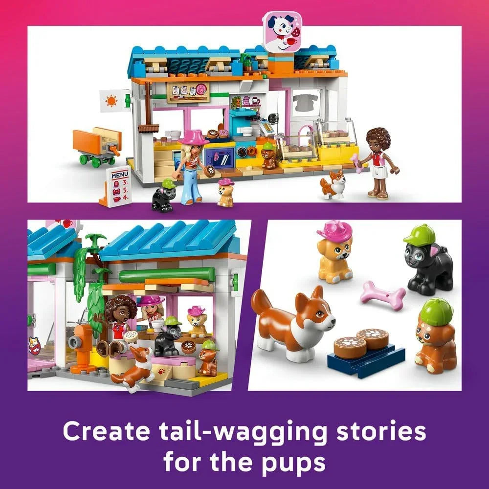 LEGO Friends 42677 Dog Treats Bakery - Toy Shop w/ 2 Mini Dolls, 4 Animal Figures, Pet Carrier and Play Food Accessories - Birthday Gift Idea for 6+ Year Old Girls