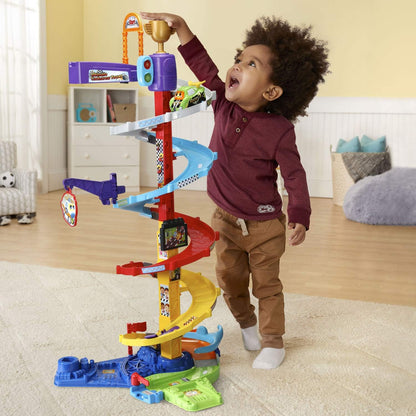 VTech Go! Go! Smart Wheels Ultimate Corkscrew Tower | Interactive Race Track Playset with Corkscrew Spiral, SmartPoint Vehicle & Educational Toy for Toddlers