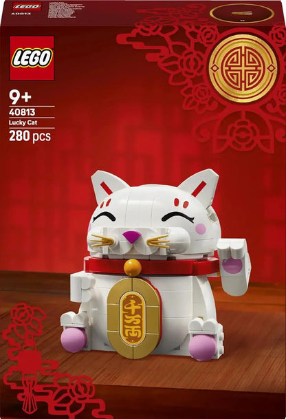 LEGO 40813 Lucky Cat - Building Set for Kids & Adults - Display Model Kit incl. an Animal Figure with a Waving Paw plus Gold Coin & Wish Decorations - Spring Festival Gift Idea