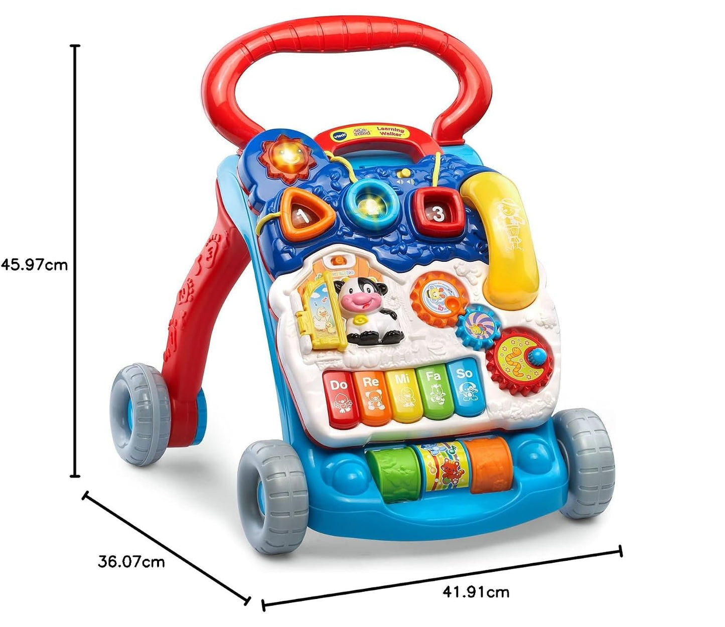 VTech Sit-to-Stand Learning Walker Interactive Baby Activity Walker with Removable Learning Center, Lights, Sounds & Music | Early Development Push Walker for Toddlers | Blue