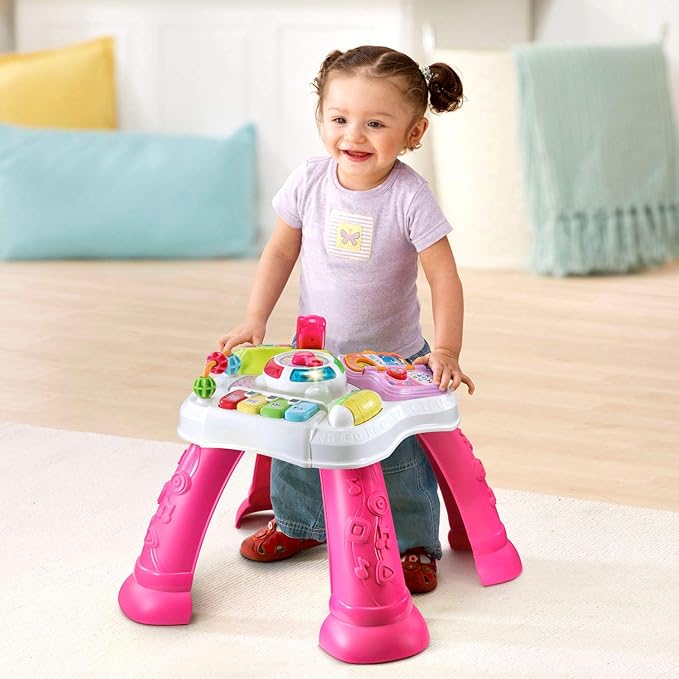 VTech Sit-to-Stand Learn & Discover Activity Table with Lights, Sounds, Music & Interactive Learning Activities | Pink