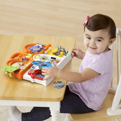 VTech Latches & Doors Busy Board, Multicolor | Interactive Montessori Learning Activity Board with Locks, Keys, Lights, Music & Educational Games for Toddlers