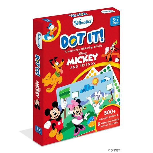 Skillmatics Art Activity-Dot It Mickey and Friends, Mess-Free Sticker Art for Kids, Craft Kits, DIY Activity, Gifts for Boys & Girls Ages 3, 4, 5, 6, 7, Travel Toys for Toddlers, Paper, Multicolor - Jaiman Toys