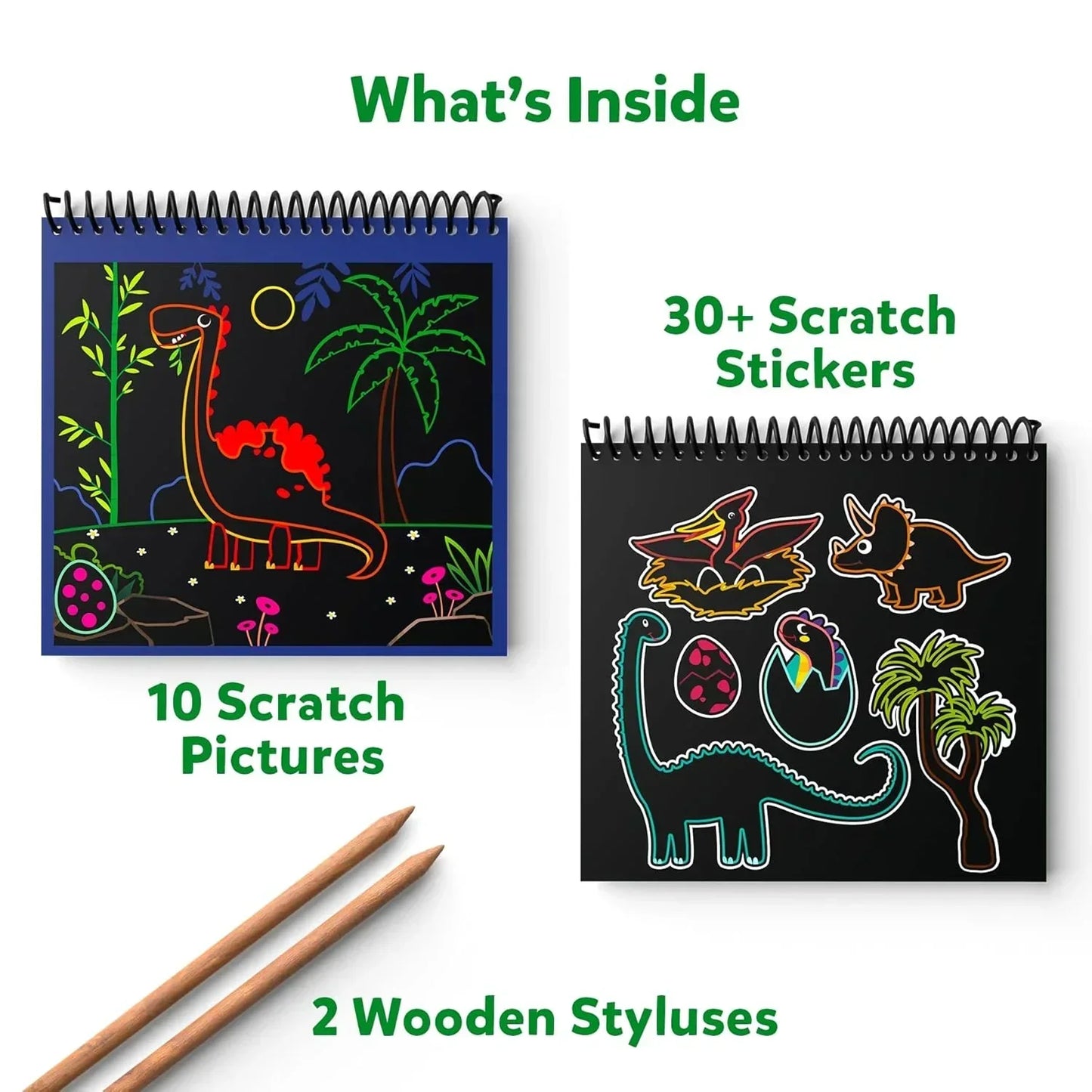 Skillmatics Magical Scratch Art Book for Kids - Dinosaurs, Craft Kits & Supplies, DIY Activity & Stickers, Gifts for Toddlers, Girls & Boys Ages 3, 4, 5, 6, 7, 8, Travel Toys - Jaiman Toys