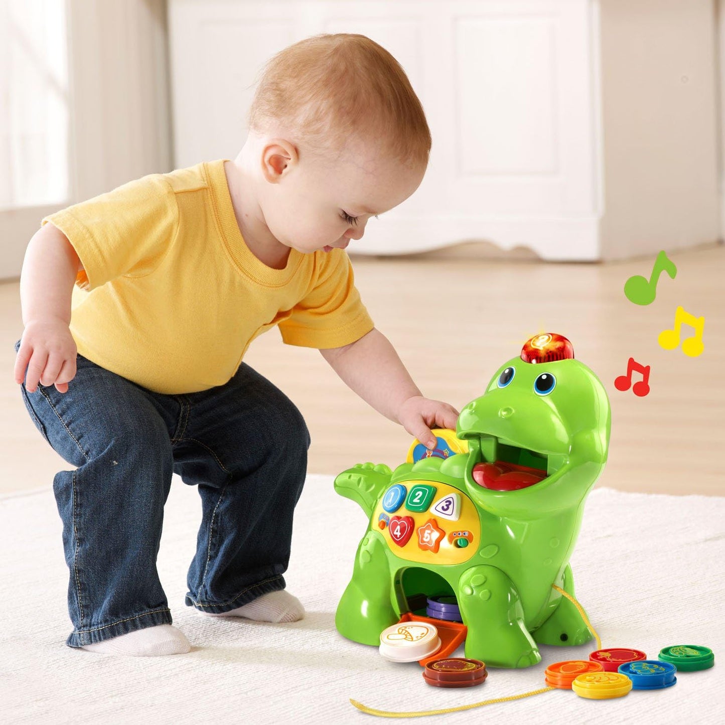 VTech Chomp and Count Dino, Green | Interactive Dinosaur Learning Toy with Feeding Coins, Numbers, Colors & Music for Toddlers