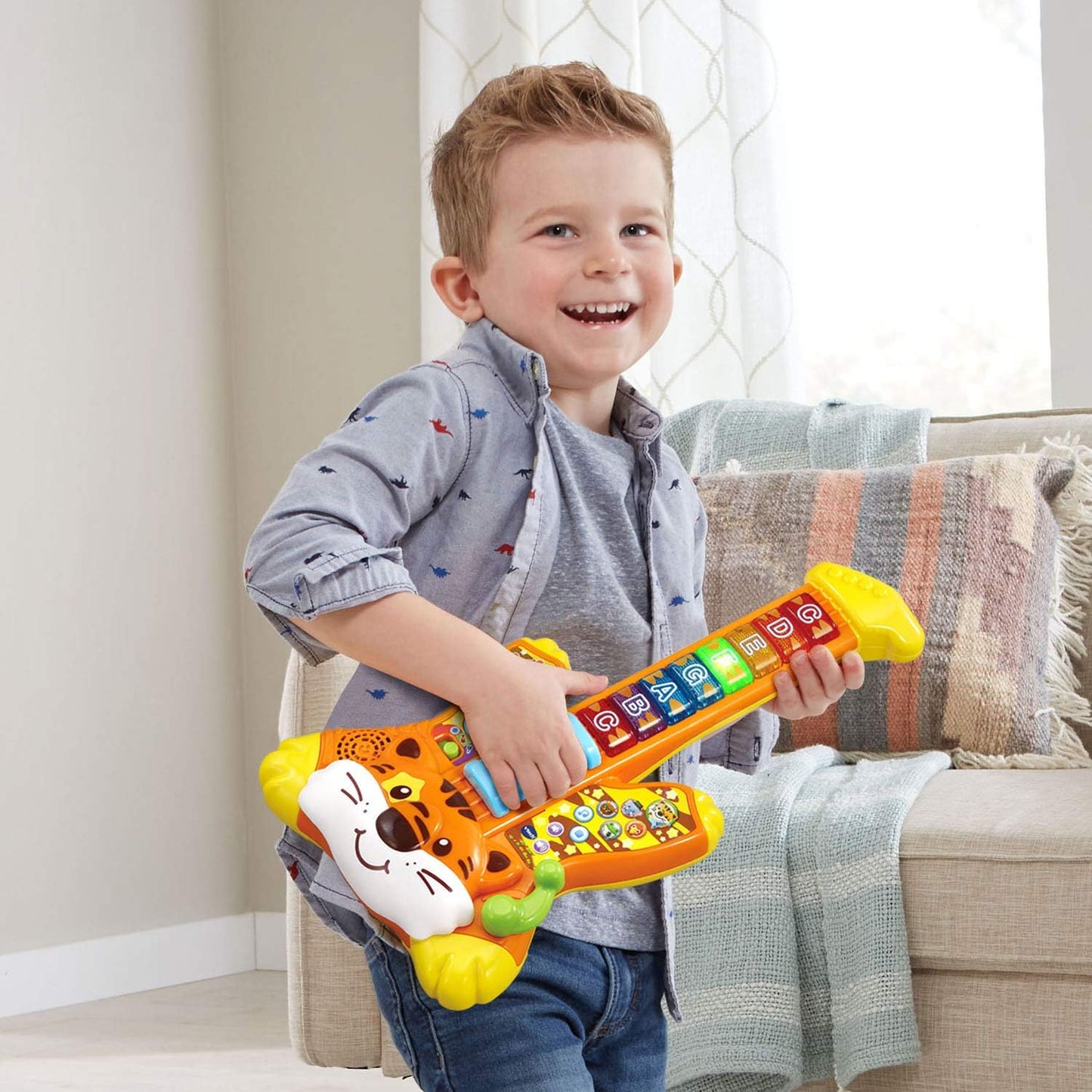 VTech Zoo Jamz Tiger Rock Guitar, Orange | Interactive Musical Learning Guitar with Lights, Songs, Animal Sounds & Educational Play for Toddlers