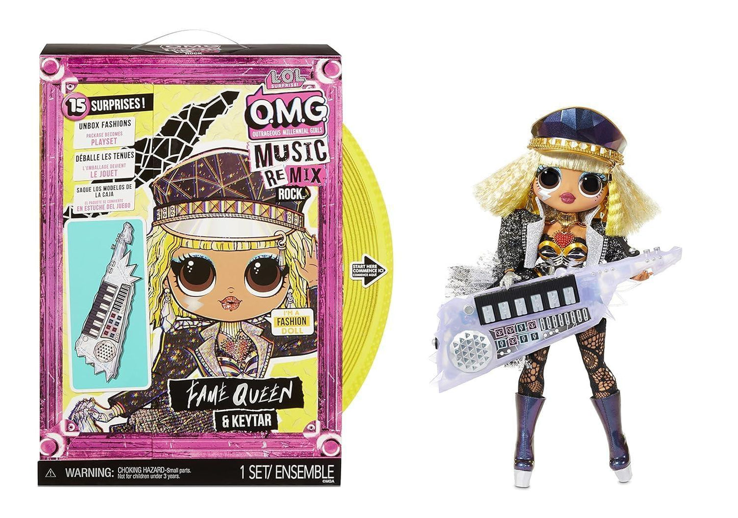 L*O*L. Surprise! O.M.G. Fashion Doll with more Surprises for kids age 3+ (L*O*L Music Remix Fame Queen & Keytar) - Jaiman Toys