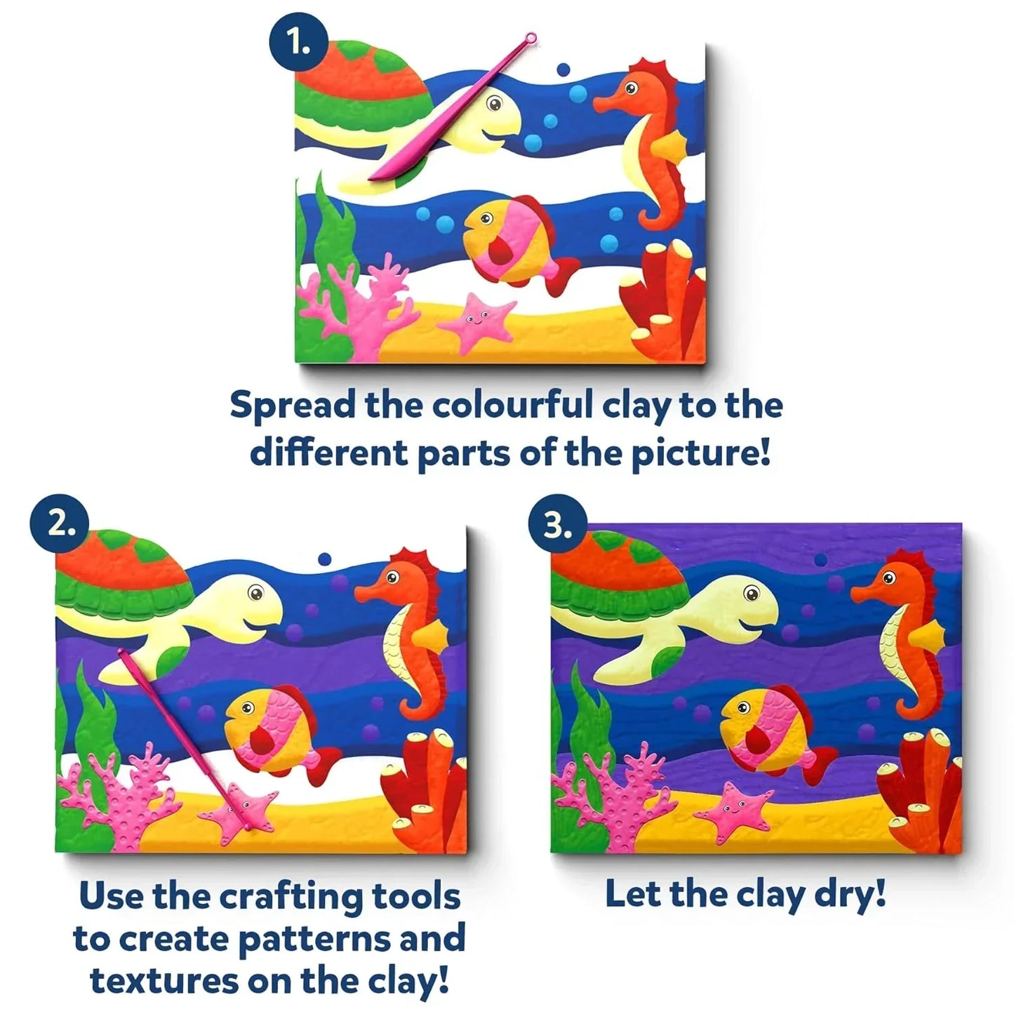 Skillmatics Art & Craft Kit - Colour with Clay, No Mess Art, Create a Clay Canvas of Under The Ocean, Gifts for Ages 5 to 12 - Jaiman Toys