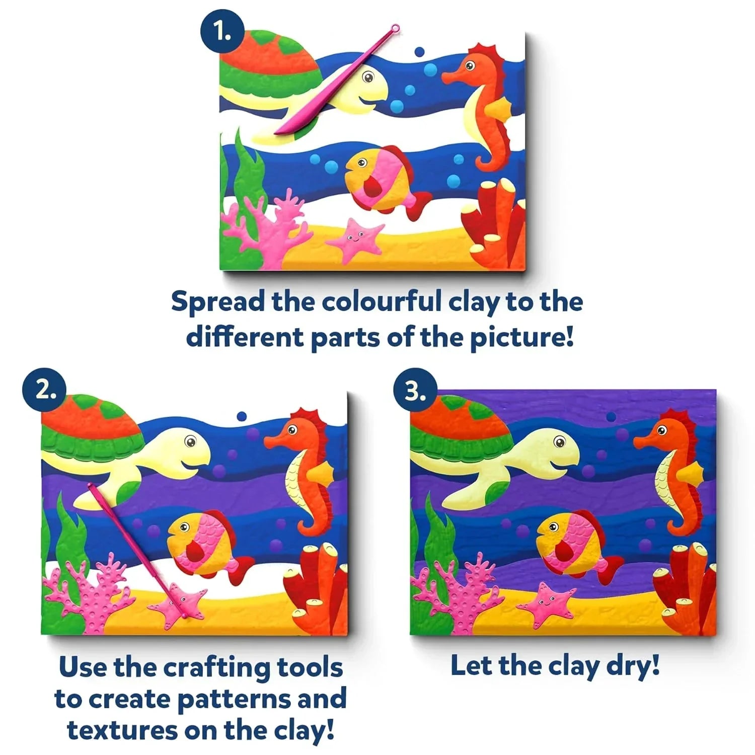 Skillmatics Art & Craft Kit - Colour with Clay, No Mess Art, Create a Clay Canvas of Under The Ocean, Gifts for Ages 5 to 12 - Jaiman Toys