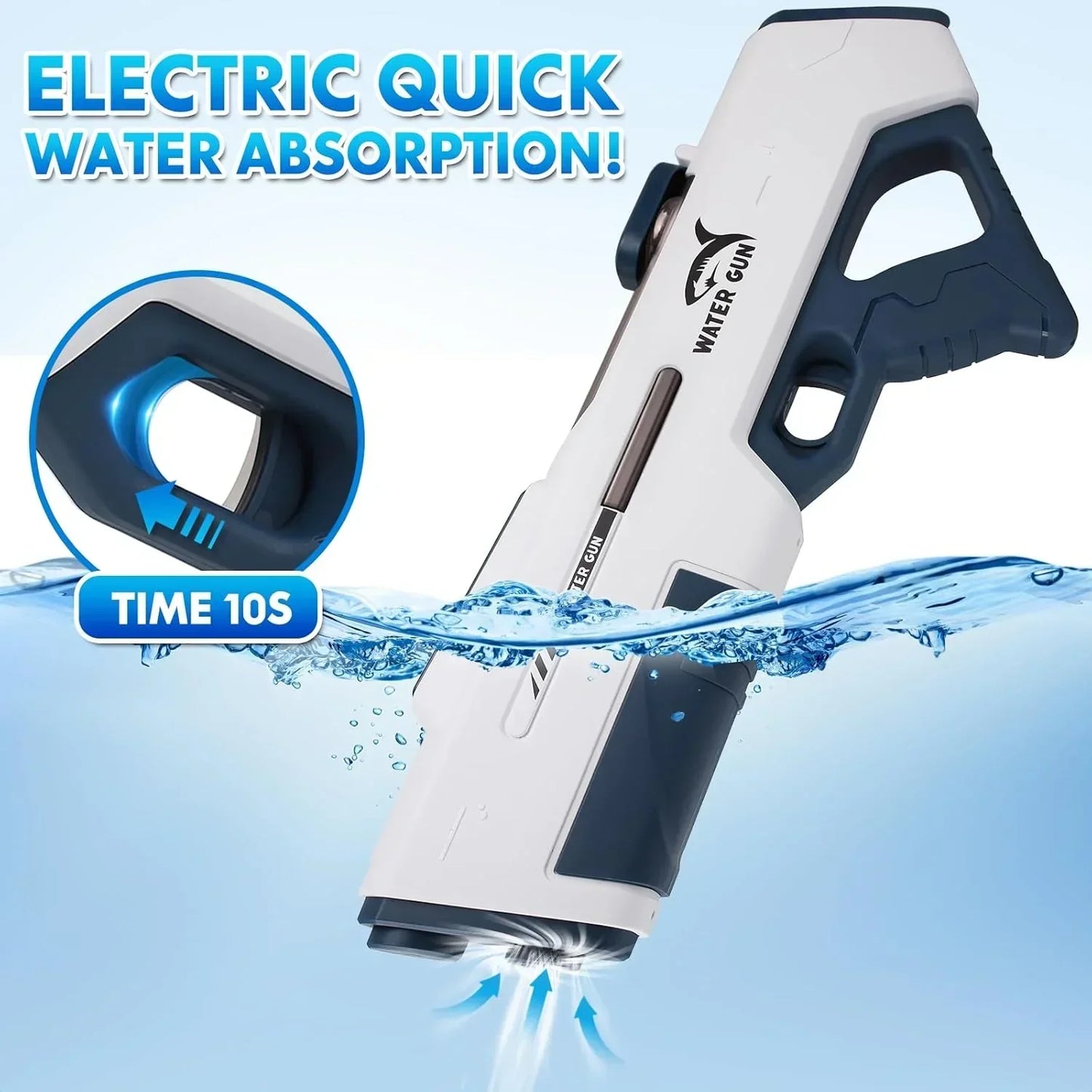 Electric Water Guns for Adults Kids, Automatic Water Reload & Shooting, Water Gun, Large Capacity Battery Powered Squirt Gun, Summer Beach Pool Backyard Outdoor Toys (White) - Jaiman Toys