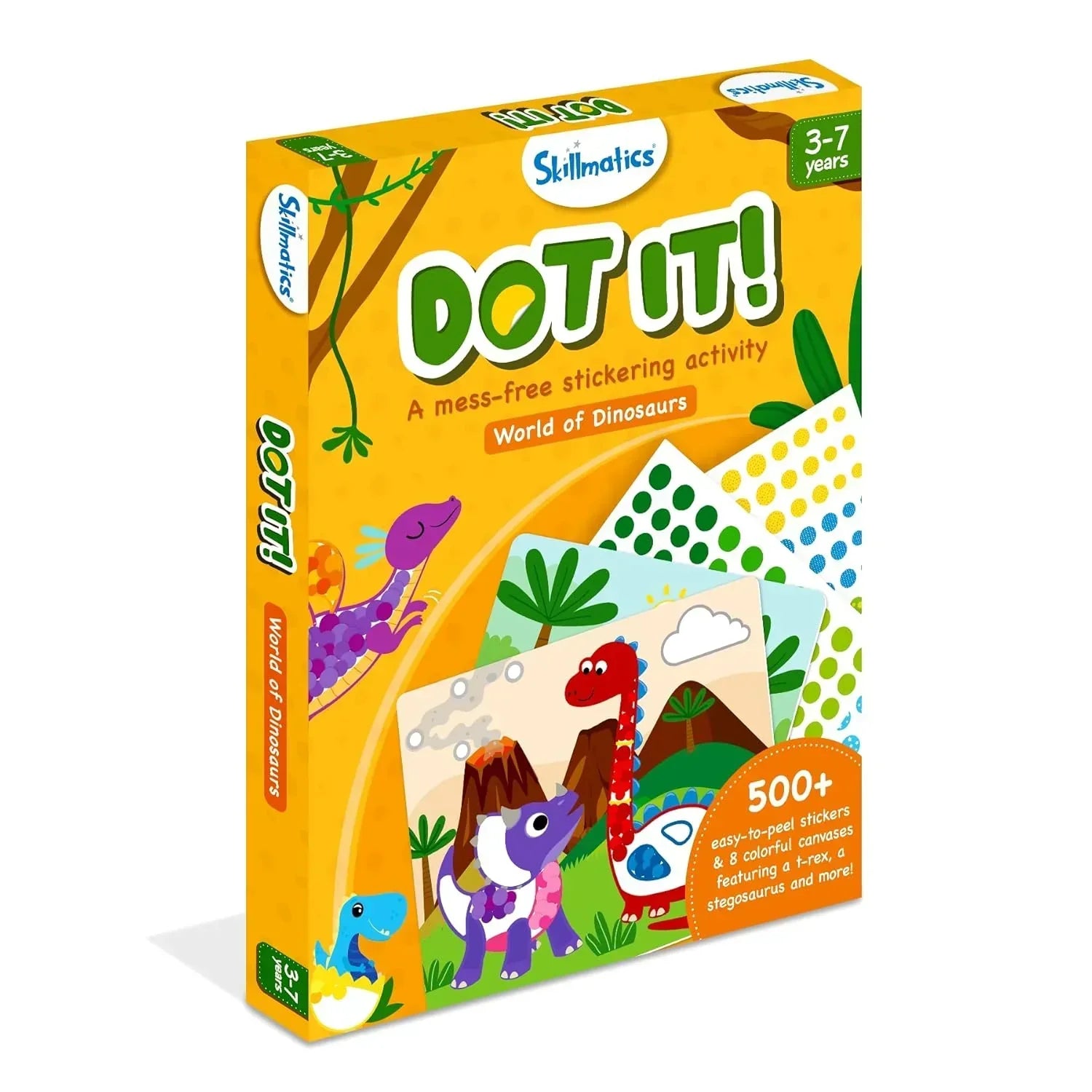 Skillmatics Art Activity - Dot It Dinosaurs, No Mess Sticker Art for Kids, Craft Kits, DIY Activity, Gifts for Boys & Girls Ages 3, 4, 5, 6, 7, Travel Toys for Toddlers, Paper, Multicolor - Jaiman Toys