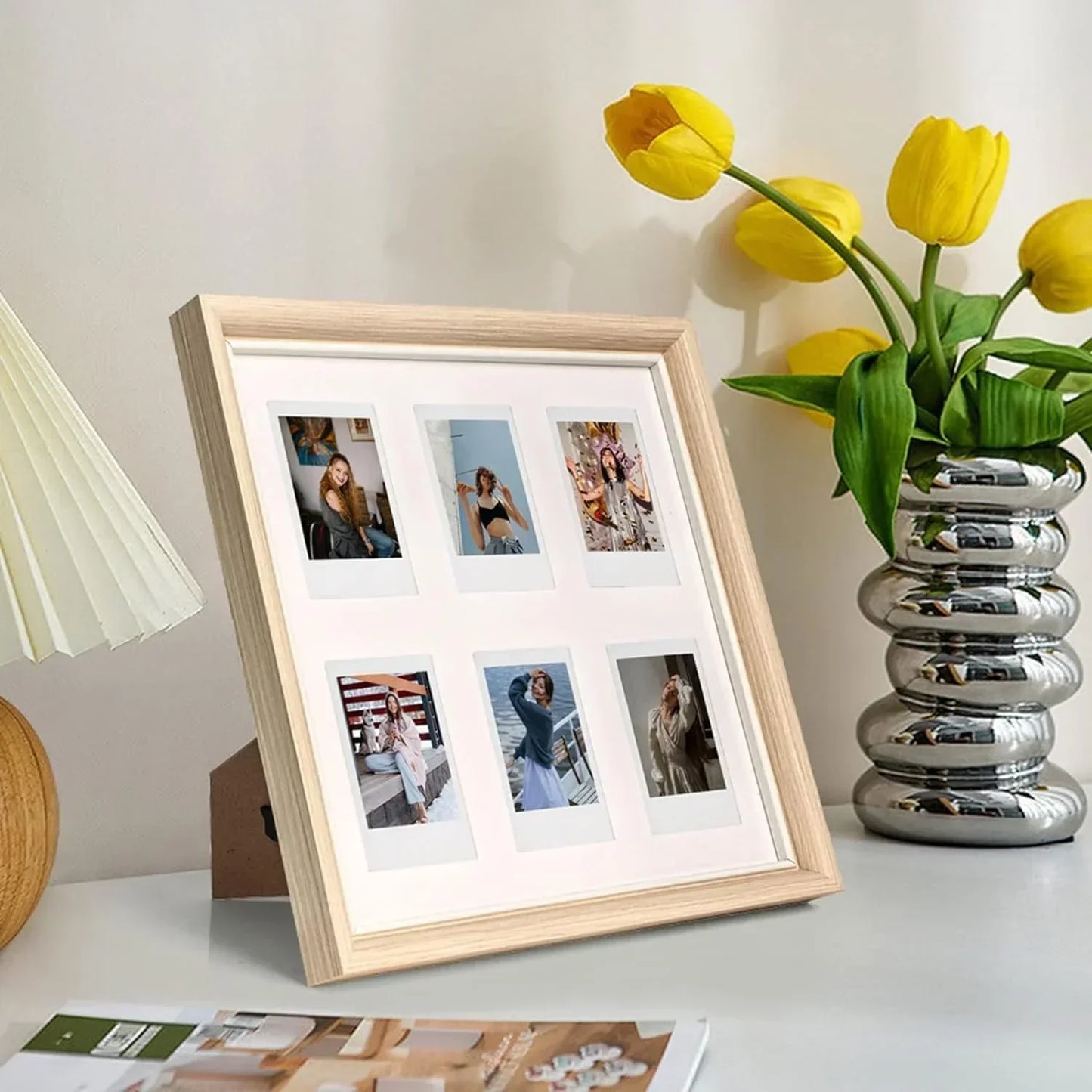 Fujifilm Instax Camera Accessories - Wooden Photo Frame 6 Inch with Six Photo Frame, Scratch Resistant Wooden Photo Frames, For Tabletop Display, Wall Mount... 1 Piece - Jaiman Toys