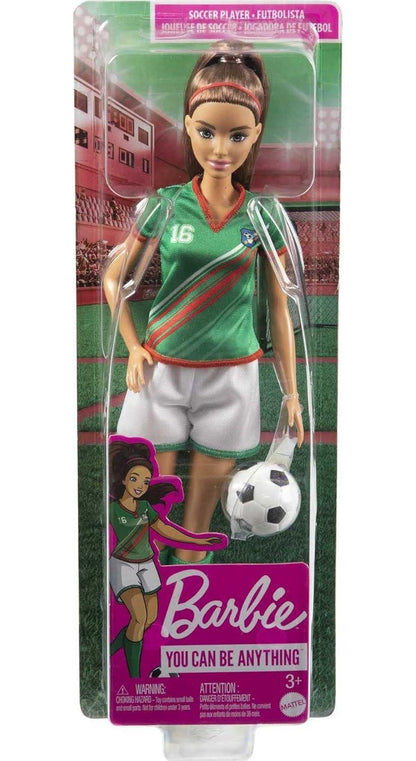 Barbie® Soccer Doll, Brunette Ponytail, Colorful #16 Uniform, Soccer Ball, Cleats, Tall Socks, Great Sports-Inspired Gift for Ages 3 and Up - Jaiman Toys