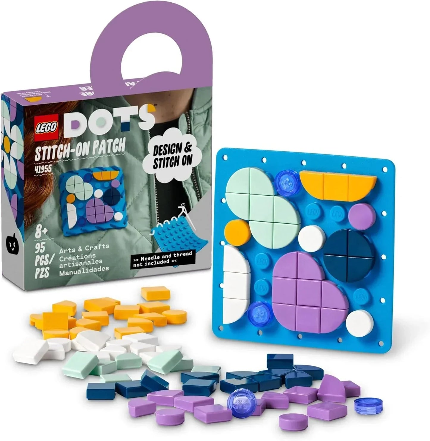 LEGO DOTS 41955 Stitch-on Patch DIY Craft Decoration Building Toy Set for Girls, Boys, and Kids Ages 8+; Customizable Fashion Kit for Arts-and-Crafts Fans