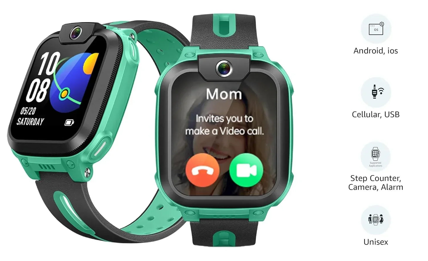 IMOO Watch Phone Z1 Kids Smart Watch, 4G Kids Smartwatch Phone with Long-Lasting Video & Phone Call, Kids GPS Watch with Real-time Locating & IPX8... (Dark Green) - Jaiman Toys