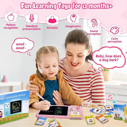 EARLY EDUCATION DEVICE - Talking Flash Cards with LCD Writing Tablet 2 in 1, Sensory Toys for Boys and Girls (Multicolor) - Jaiman Toys