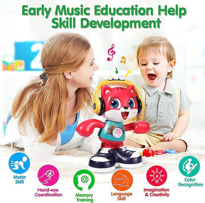 Hola Dance & Record Cat Toy (12 inch) – Musical Crawling Learning Toy with Voice Recording for Toddlers (18–60 Months)