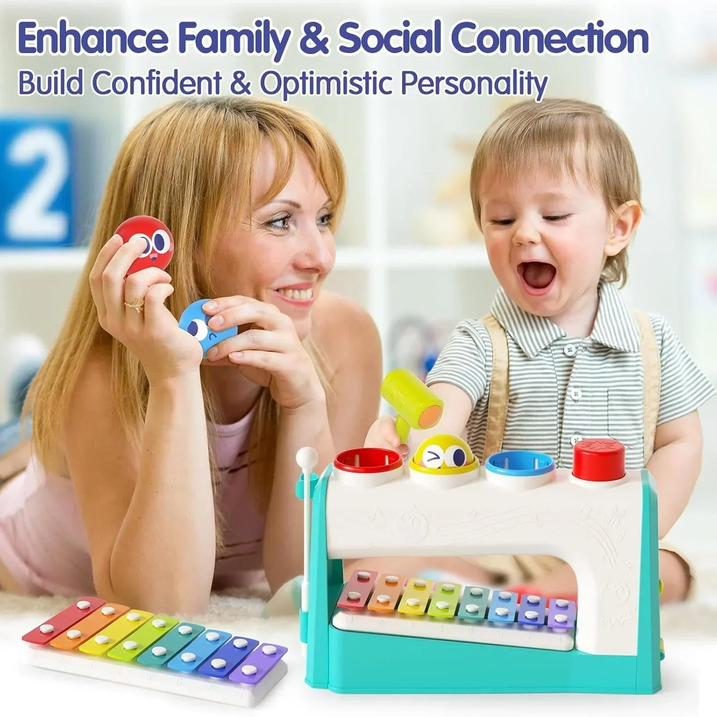 "HOLA Xylophone &amp; Pounding Toy Set: Interactive Musical Fun with Balls &amp; Hammer – Perfect 1st Birthday Gift for Boys &amp; Girls Aged 12 Months+" - Jaiman Toys