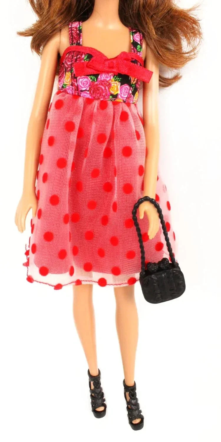 Barbie Dress Up Rose and Polka Dot Dress with Fashion Accessories - Jaiman Toys