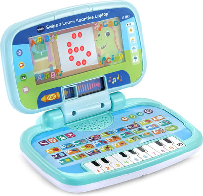 VTech Swipe and Learn Smarties Laptop | Interactive Educational Learning Laptop with ABC Keyboard, Piano Keys, Games & Music for Toddlers, Blue