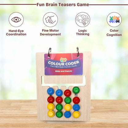 Wooden Montessori Slide Puzzle for Kids | Color Matching Logic Game | Educational Brain Teaser Toy for Ages 3–8