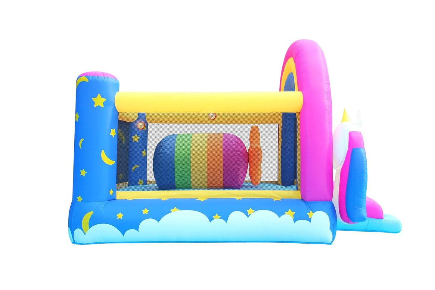 Happy Hop Fantasy Unicorn Inflatable Bouncy House with Slide, Lights & Sound | Kids Jumping Castle | Ages 3+