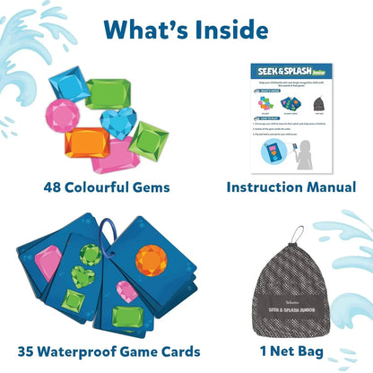 Skillmatics Seek & Splash Bath Toys - Search and Find Gem Game, Bathtub, Baby Pool & Summer Toys for Toddlers, Kids, Preschoolers, Waterproof Cards, Gifts for Boys & Girls Ages 3, 4, 5, 6 - Jaiman Toys