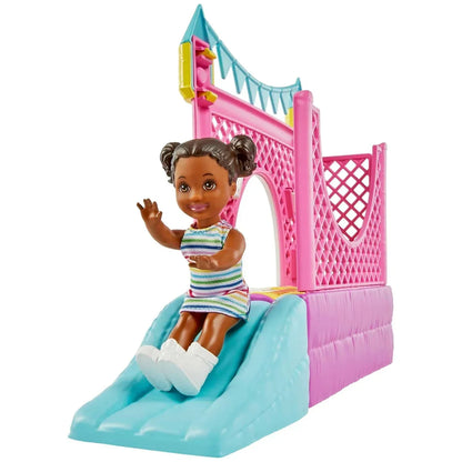Barbie Skipper™ Babysitters Inc.™ Bounce House Playset with Skipper™ Babysitter Doll, Toddler Doll, Swing & Accessories, Toy for 3 Year Olds & Up - Jaiman Toys