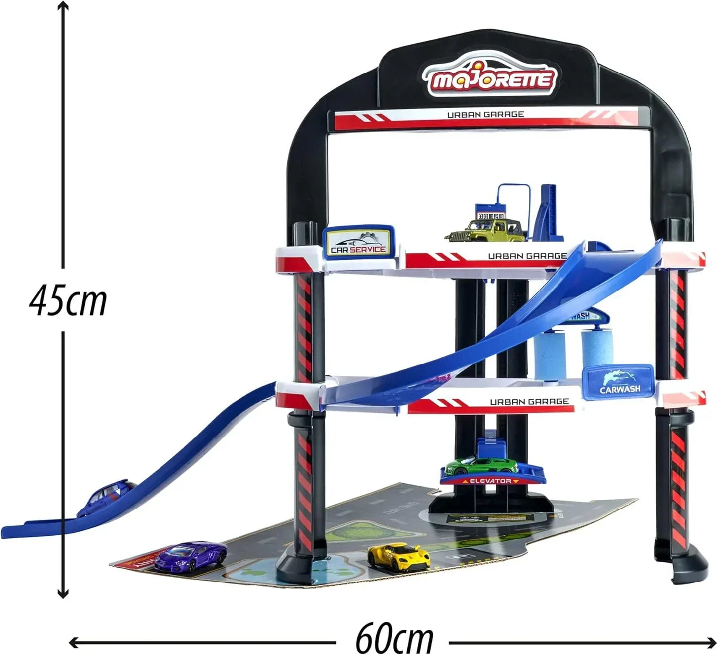 Majorette Urban Garage Playset With 3 Levels + 1 Vehicle Track Set - Jaiman Toys