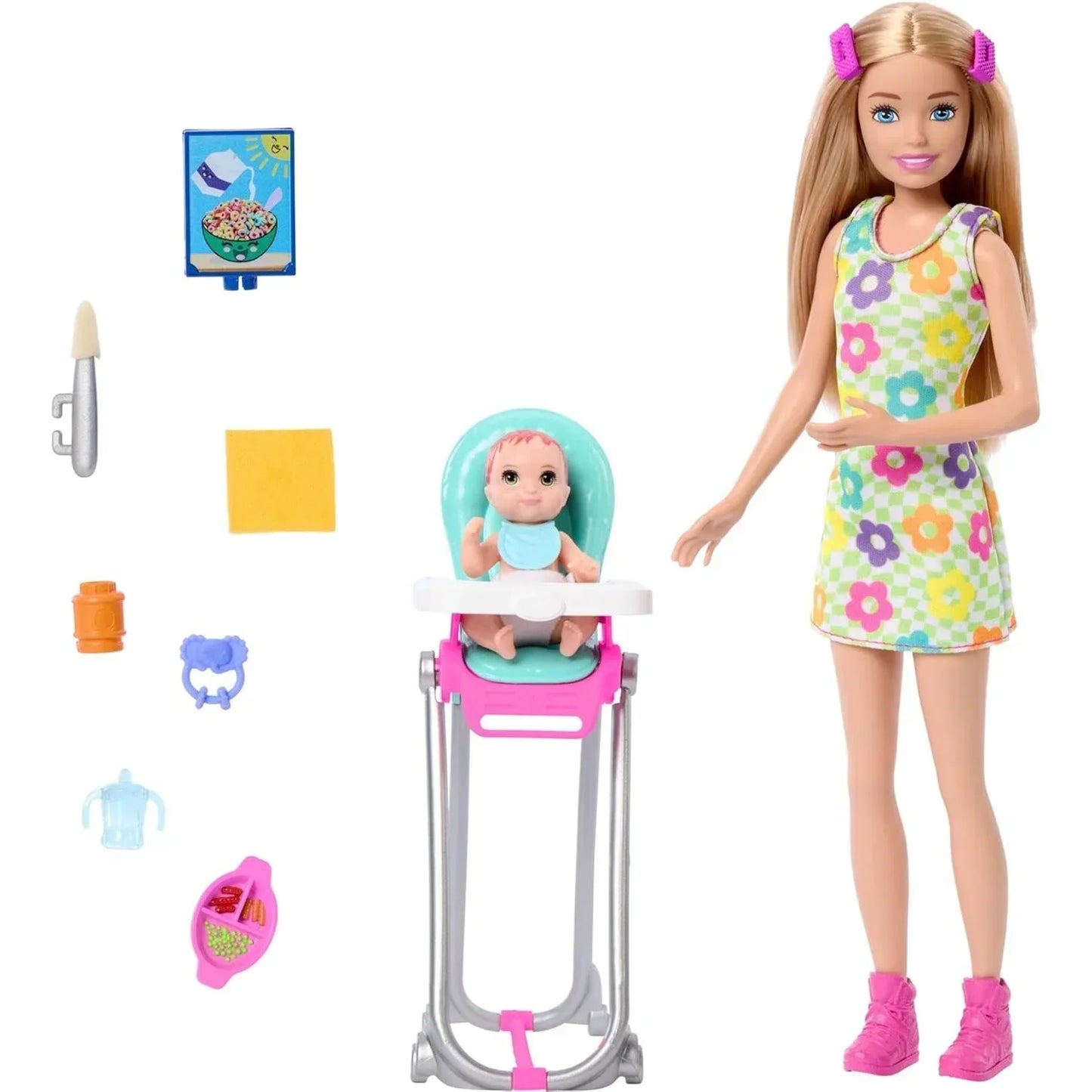 Barbie Skipper Doll & Playset with Accessories, Babysitting Set Themed to Mealtime, Color-Change Toy Play - Jaiman Toys