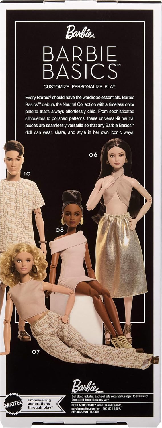Barbie Signature Barbie Basics Model 08 Fashion Doll | (11.5 inches) Fully Articulated Collector Doll with Elegant Off-Shoulder Dress