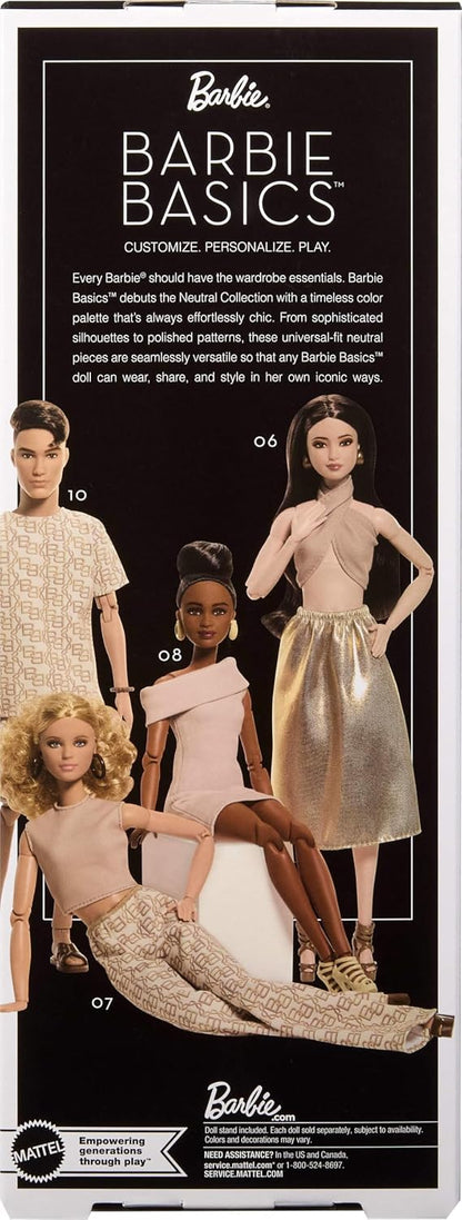 Barbie Signature Barbie Basics Model 08 Fashion Doll | (11.5 inches) Fully Articulated Collector Doll with Elegant Off-Shoulder Dress