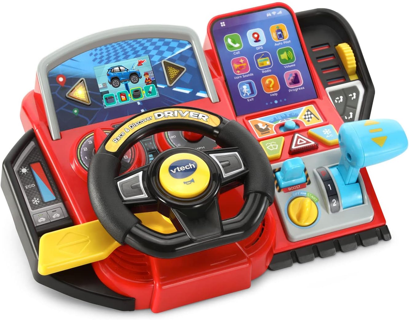 VTech Race & Discover Driver | Interactive Steering Wheel Toy with Lights, Sounds, Gear Shifter & Learning Activities | Educational Driving Toy for Kids