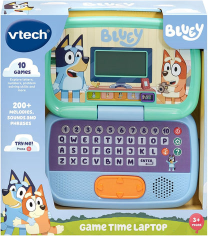 VTech Bluey Game Time Laptop | Interactive Educational Learning Laptop with 10 Games, 200+ Sounds, Letters, Numbers & Problem-Solving Activities for Kids