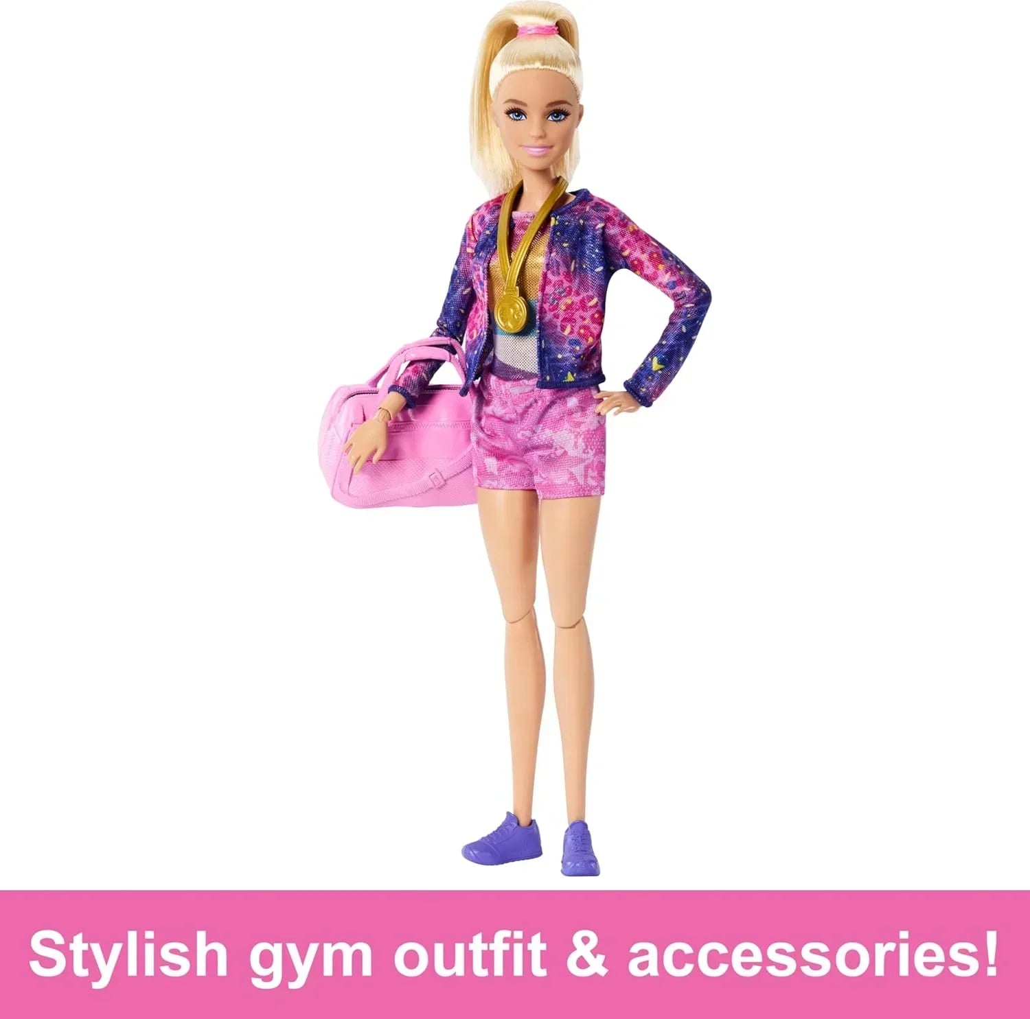 Barbie Gymnastics Doll & Accessories, Playset with Blonde Fashion Doll, C-Clip for Flipping Action, Balance Beam, Warm-Up Suit & More - Jaiman Toys
