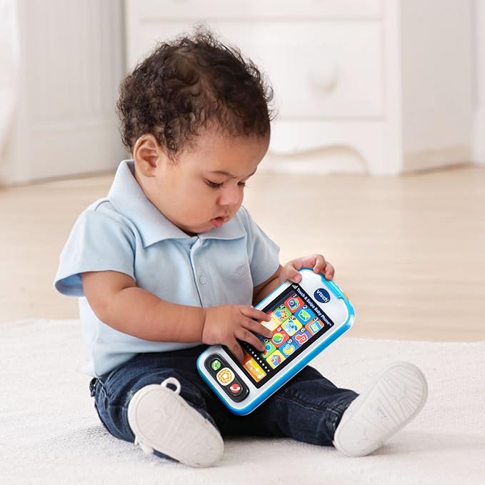 VTech Touch & Swipe Baby Phone Interactive Learning Toy with Lights, Sounds, Songs & Educational Activities | Blue