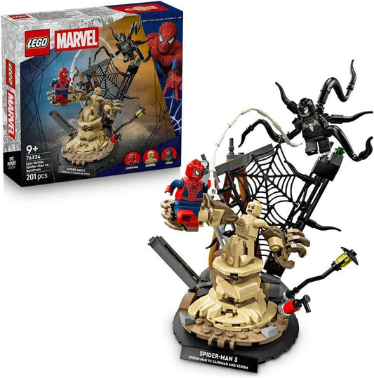 LEGO | Marvel 76334 Epic Battle: Spider-Man vs. Sandman - Superhero Toy w/ 3 Minifigures incl. Venom, and a Construction Site - Gift for 9+ Year Old Boys & Movie Fans